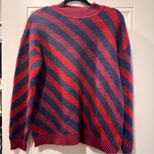 Carolyn Taylor Red and Blue Diagonal Striped Sweater